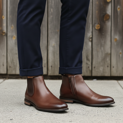 BLENGENS | Bottines en cuir marron pour homme