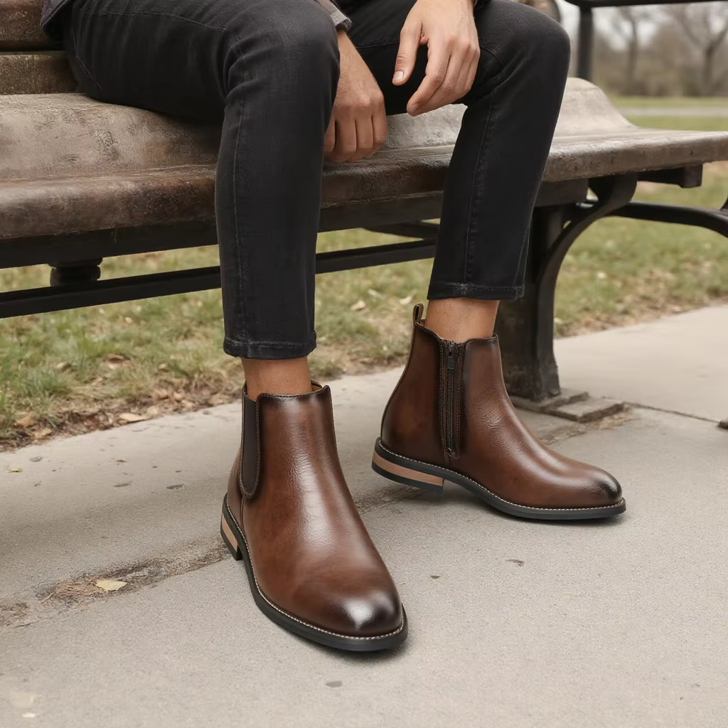 BLENGENS | Bottines en cuir marron pour homme