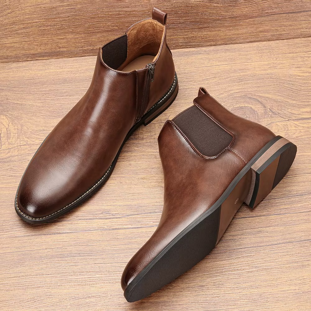 BLENGENS | Bottines en cuir marron pour homme